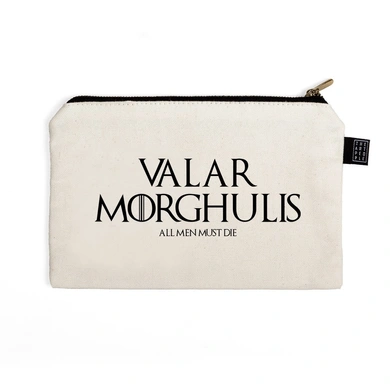 Valar Morghulis Pouch (Cotton Canvas, 21x15cm, White)-L027