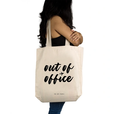 Out Of Office Tote - Cotton Canvas, Size - 15 x 15 x 4 Inches(LxBxH)-Off White-2
