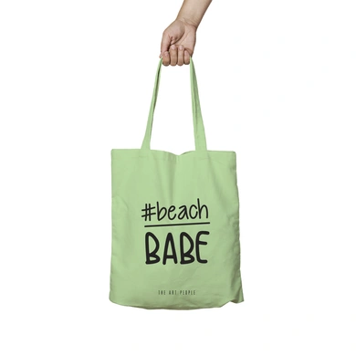 Beach Babe Green Tote Bag (Cotton Canvas, 39 x 37 cm)-BG113