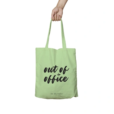 Out Of Office Green Tote Bag (Cotton Canvas, 39 x 37 cm)-BG118