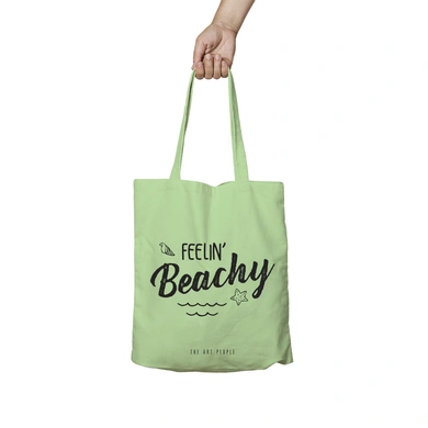 Feelin Beachy Green Tote Bag (Cotton Canvas, 39 x 37 cm)-BG116
