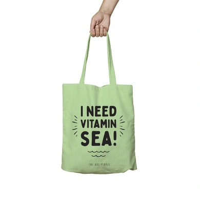I Need Vitamin SEA Green Tote Bag (Cotton Canvas, 39 x 37 cm)-BG114