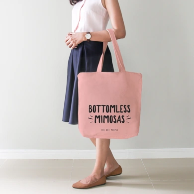 Bottomless Mimosas Pink Tote Bag (Cotton Canvas, 39 x 37 cm)-1