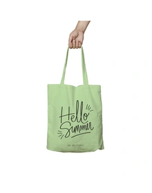 Hello Summer Green Tote Bag (Cotton Canvas, 39 x 37 cm)