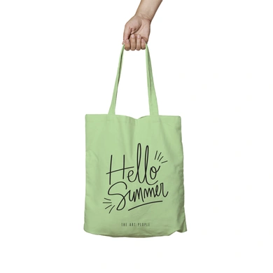 Hello Summer Green Tote Bag (Cotton Canvas, 39 x 37 cm)-BG115