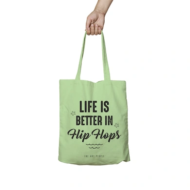 Life Is Better In Flip Flops Green Tote Bag (Cotton Canvas, 39 x 37 cm)-BG121