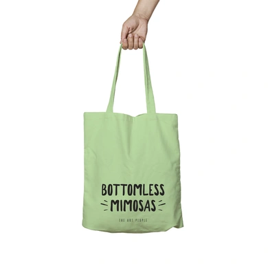 Bottomless Mimosas Green Tote Bag (Cotton Canvas, 39 x 37 cm)-BG117