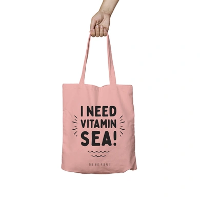I Need Vitamin SEA Pink Tote Bag (Cotton Canvas, 39 x 37 cm)-BP114