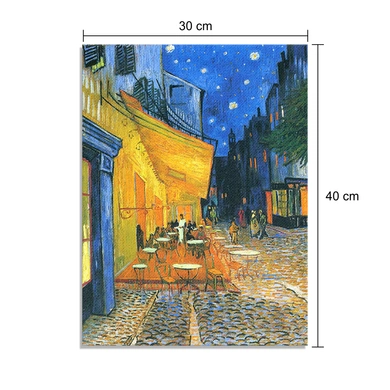 Terrace of the cafe by Van Gogh (Canvas, Digital Printed) Size: 40 cm x 30 cm-Multi-1