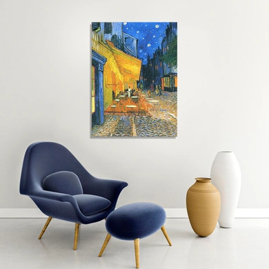 Terrace of the cafe by Van Gogh (Canvas, Digital Printed) Size: 40 cm x 30 cm-Multi-2