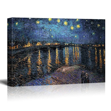 Starry Night over Rhone by Van Gogh (Canvas, Digital Printed) Size: 30 cm x 40 cm-K004