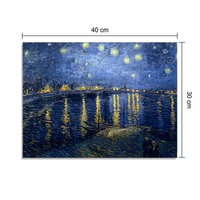 Starry Night over Rhone by Van Gogh (Canvas, Digital Printed) Size: 30 cm x 40 cm-Multi-1