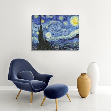 The Starry Night by Van Gogh (Canvas, Digital Printed) Size: 30 cm x 40 cm-Multi-2