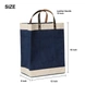 Burlap Bag with Leather Handle (size - 18 x 12 x 8 Inches)-Blue-Jute-18 x 12 x 8 (Inches)-1-sm