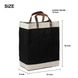 Burlap Bag with Leather handle - Large (Size - 18 x 12 x 8 Inches)-Jute-Black-18 x 12 x 8 (Inches)-1-sm