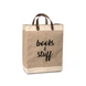 Burlap Bag (BOOKS &amp; STUFF) with Leather handle - Large (Size - 18 x 12 x 8 Inches)-BJC018-sm