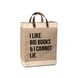 Burlap Bag (I LIKE) with Leather handle - Large (Size - 18 x 12 x 8 Inches)-BJC008-sm