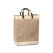 Burlap Bag (WEIRD) with Leather handle - Large (Size - 18 x 12 x 8 Inches)-Beige-Large-18x12x8 (Inches)-Leather double handle-1-sm