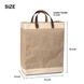 Burlap Bag (ESCAPE) with Leather handle - Large (Size - 18 x 12 x 8 Inches)-Beige-Large-18x12x8 (Inches)-Leather double handle-2-sm