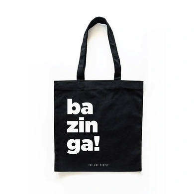BAZINGA Tote (Black)- Cotton Canvas -Size (16 X 14 X 4 Inches)-BL44