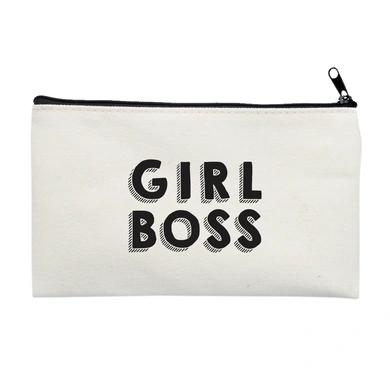 Girl Boss Multi Purpose Pouch (Cotton Canvas, 21x15cm, Off White)-L019