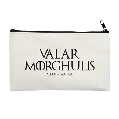 Valar Morghulis Pouch (Cotton Canvas, 21x15cm, Off White)-L027