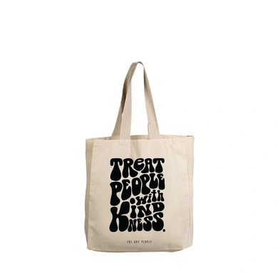 Kindness Tote Bag (Off White)- Cotton Canvas -Size (15x15x4  Inches)-B127