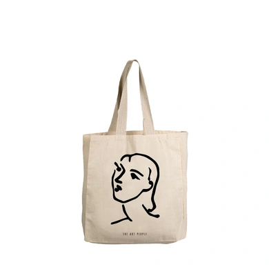 Matisse Face Tote Bag (Off White)- Cotton Canvas -Size (15x15x4  Inches)-B133