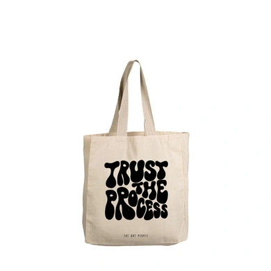 Trust the Process Tote Bag (Off White)- Cotton Canvas -Size (15x15x4  Inches)-B135