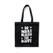 Happy Tote Bag (Black)- Cotton Canvas -Size (16x14x4  Inches)-BL130-sm