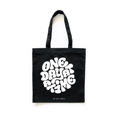 One Day Tote Bag (Black)- Cotton Canvas -Size (16x14x4  Inches)-BL134