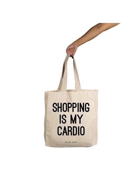 Shopping Is My Cardio Off White Tote -1