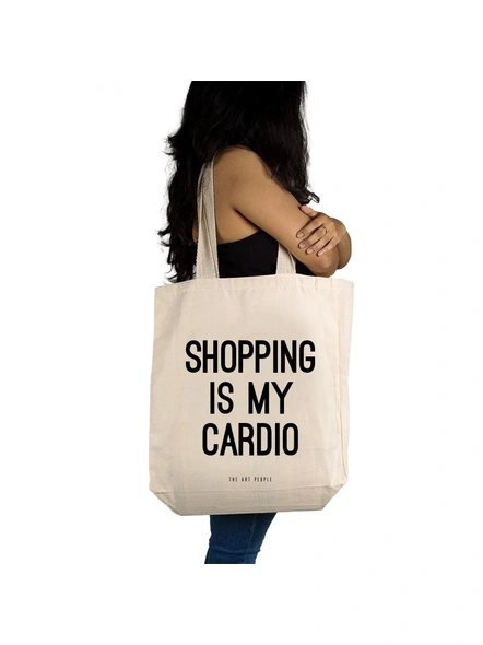 Shopping Is My Cardio Off White Tote -2
