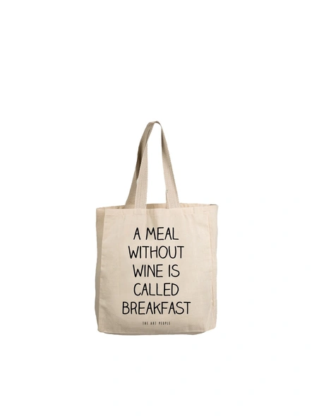 A Meal Without Wine Off White Tote-B005
