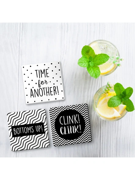 Time, Bottom, Clink Coasters (Set of 3)-1