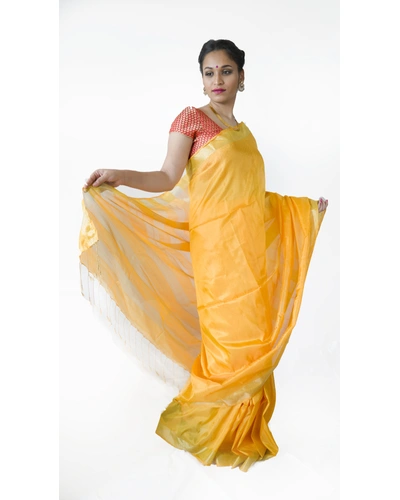 Yellow with Golden Zari-Yellow -Silk-Party / Casual Wear-1