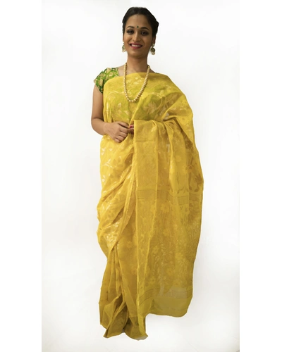 Yellow Muslin Silk Saree-201936