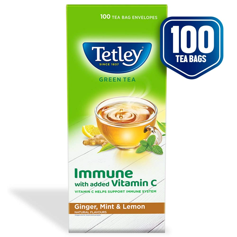 Tetley Green Tea With Ginger Mint &amp; Lemon Tea Bags 100 Nos-tetley-gngr-mint-lmn-tea-b-100