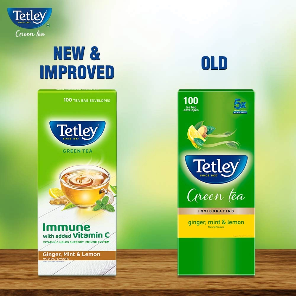 Tetley Green Tea With Ginger Mint &amp; Lemon Tea Bags 100 Nos-2