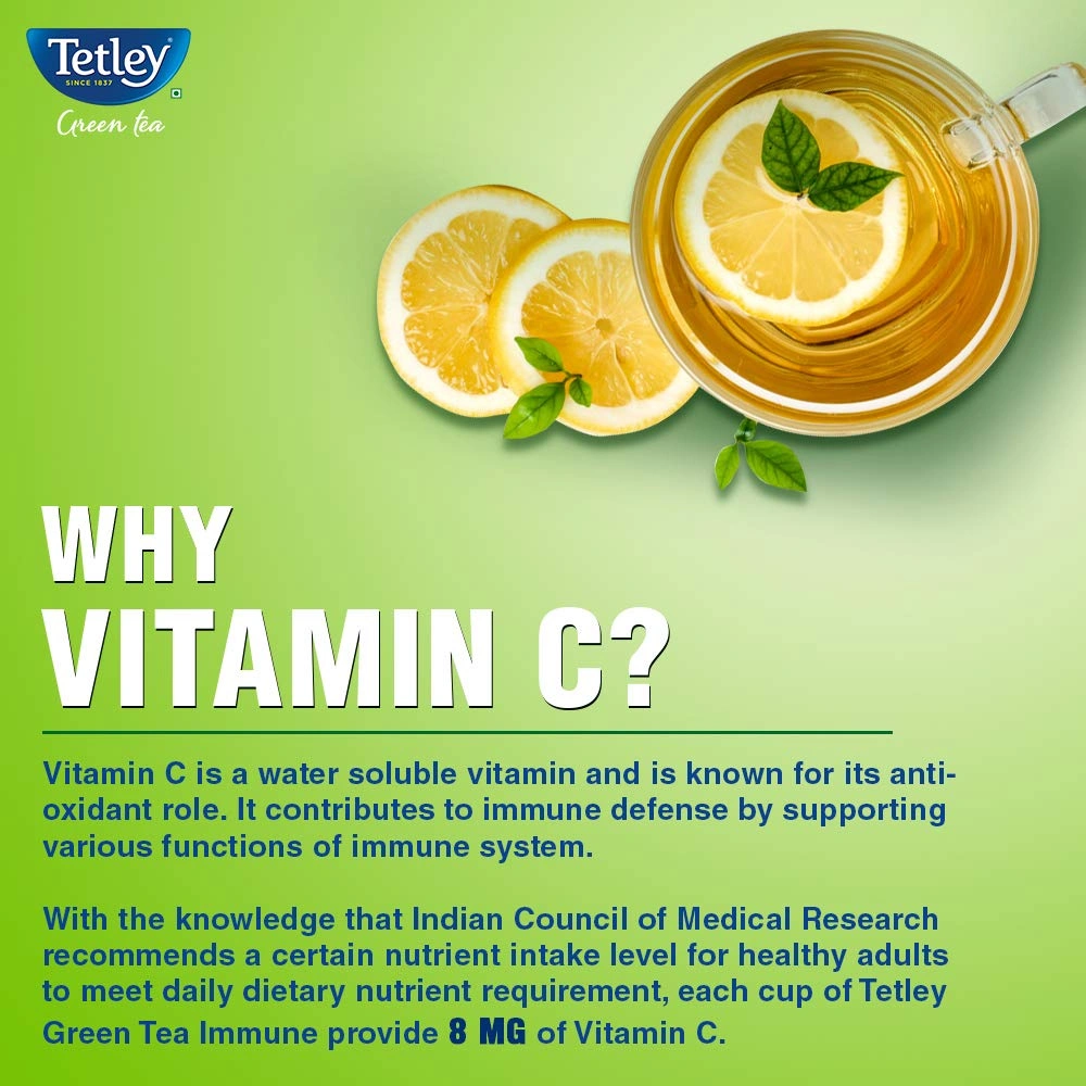 Tetley Green Tea Immune, With Added Vitamin C, Ginger, Mint &amp; Lemon, 25 Tea Bags, 1.4gx25-7