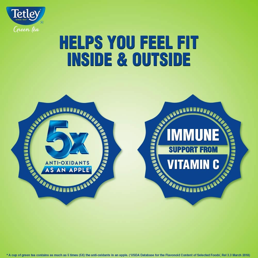 Tetley Green Tea Immune, With Added Vitamin C, Ginger, Mint &amp; Lemon, 25 Tea Bags, 1.4gx25-6