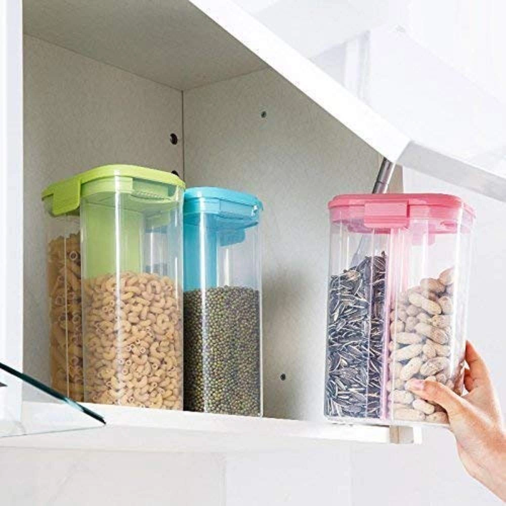 RD MALL 4 Section Cereal and Dry Food Storage Containers Air Tight Lead Food, Grain, Cereal Transparent Dispenser (1 Piece)-2