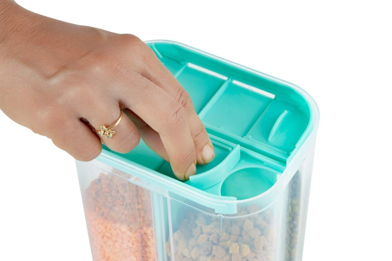 RD MALL 4 Section Cereal and Dry Food Storage Containers Air Tight Lead Food, Grain, Cereal Transparent Dispenser (1 Piece)-3