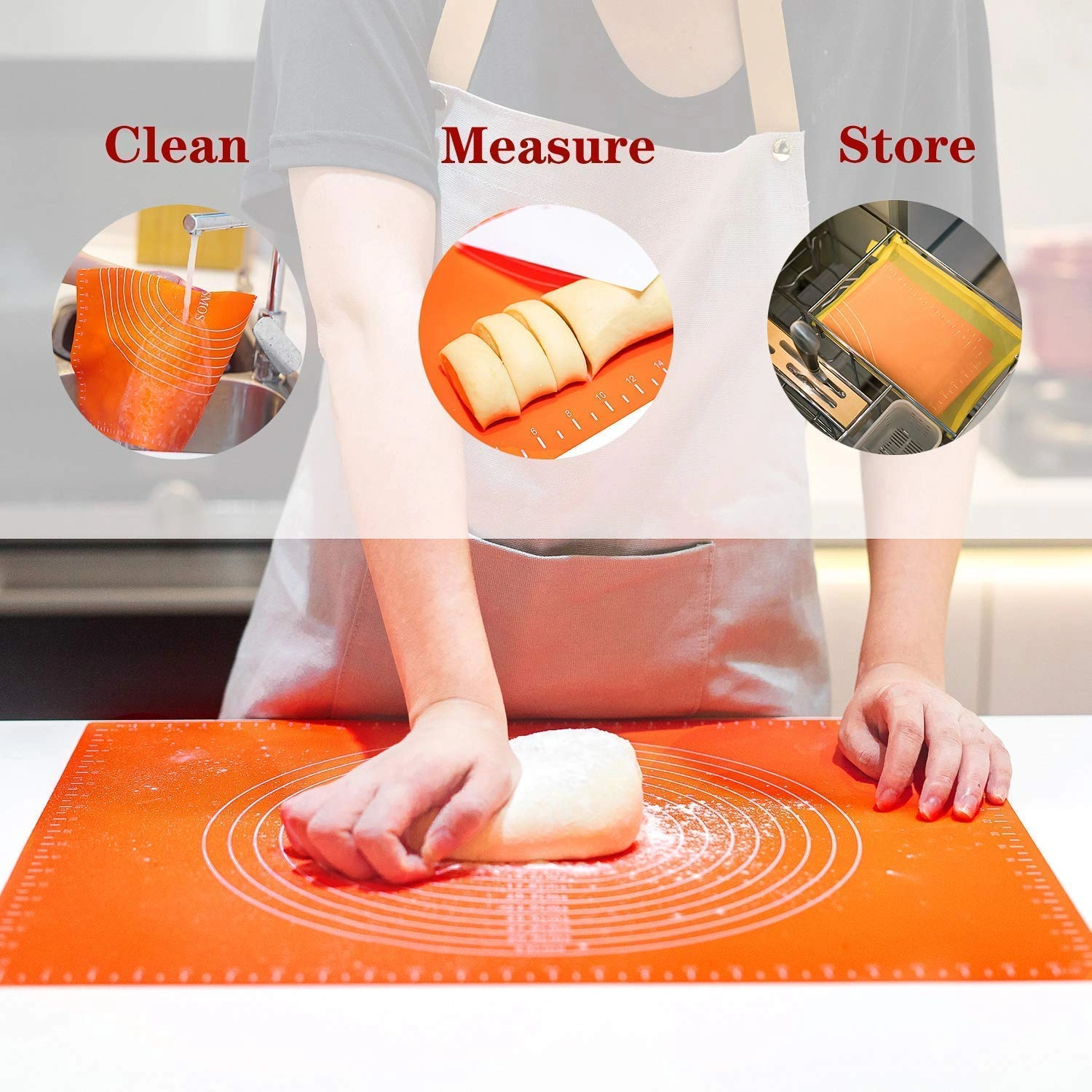 RD MALL Silicone Non-Stick Kneading Dough Mat for Pastry Rolling, Kneading Fondant, Baking Pad, Table Sheet, Non Slip Cooking Mat, Bake Pizza Cake - Random Color-1