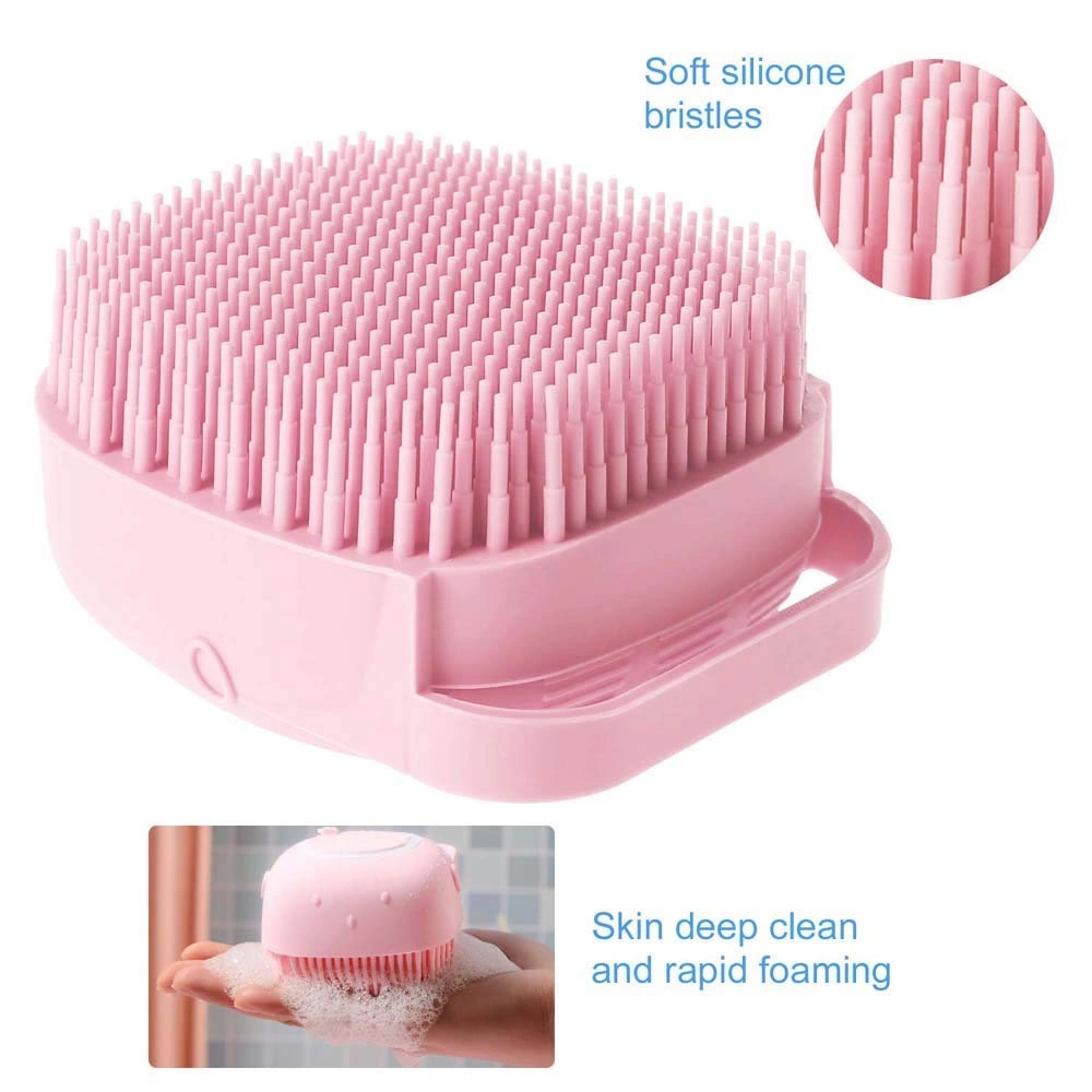 RD MALL Soft Silicone Bath Body Brush with Soap Dispenser,Reusable Exfloliating Body Scrubber for Gentle Skin Massage-2