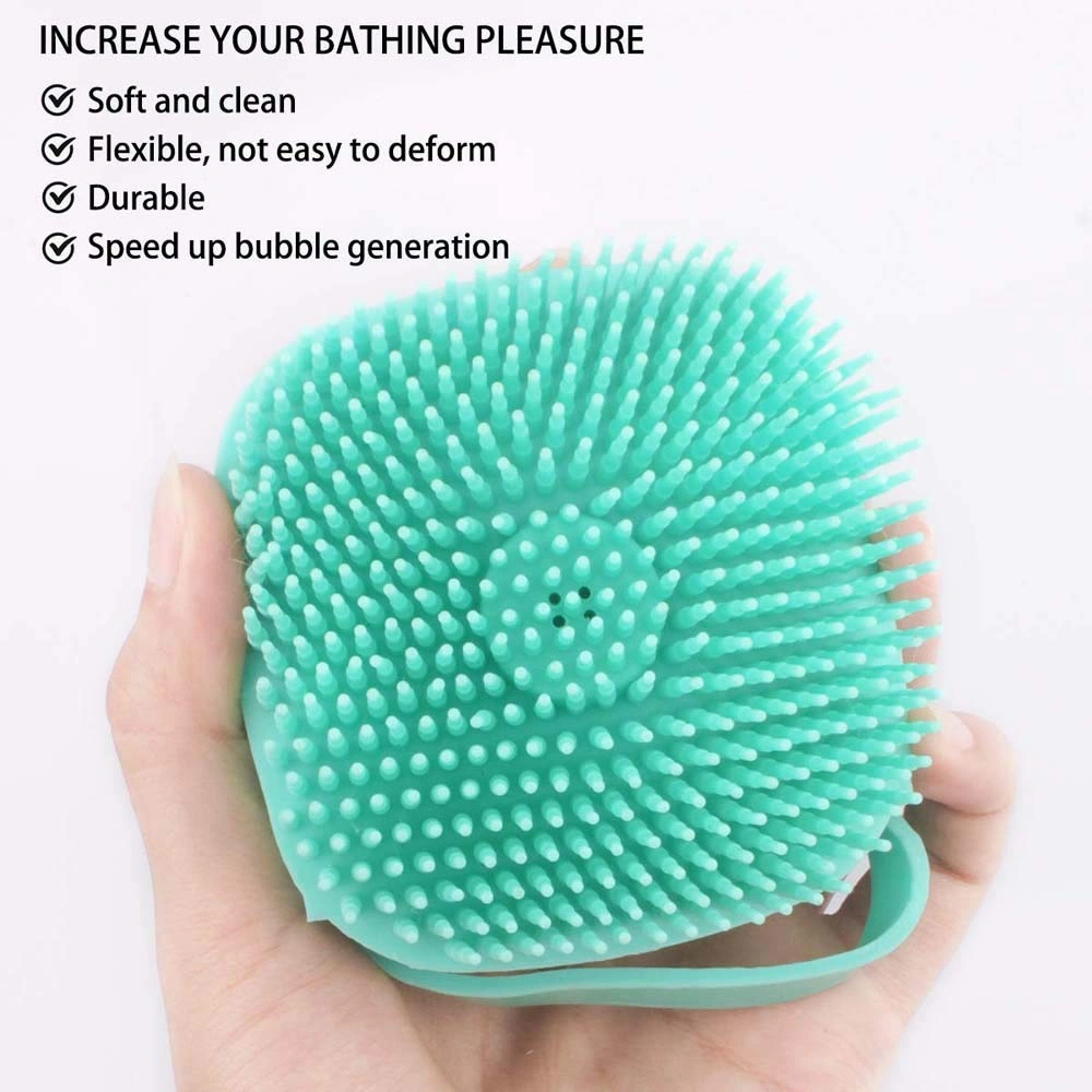 RD MALL Soft Silicone Bath Body Brush with Soap Dispenser,Reusable Exfloliating Body Scrubber for Gentle Skin Massage-5