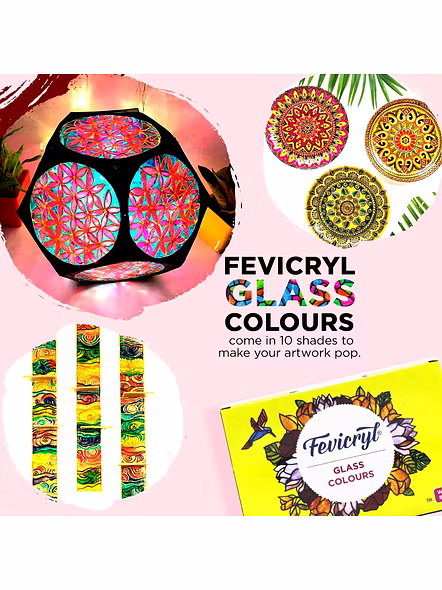 Pidilite Hobby Ideas - Glass Colours, 10 Shades (Colors, Paint Colors,Designer Color, Paint Color, Hobby Color, Shades Color, Acrylic Color, Color Kit, Water Based Color), Multi