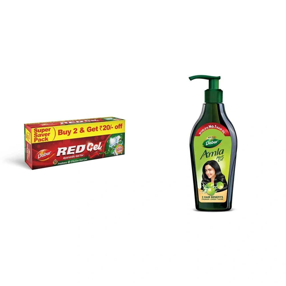 Dabur Red Gel - 150 G (Pack Of 2) &amp; Dabur Amla Hair Oil - for Strong, Long and Thick hair - 550 ml-RDHK100693