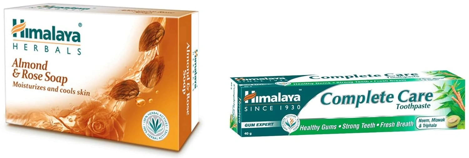 Himalaya Herbals Soap, Almond and Rose, 125g (Pack of 4) &amp; Himalaya Complete Care Toothpaste - 150 g (Pack of 2)-RDHK100695