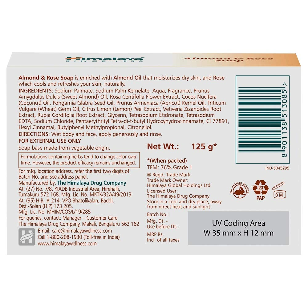 Himalaya Herbals Soap, Almond and Rose, 125g (Pack of 4) &amp; Himalaya Complete Care Toothpaste - 150 g (Pack of 2)-3